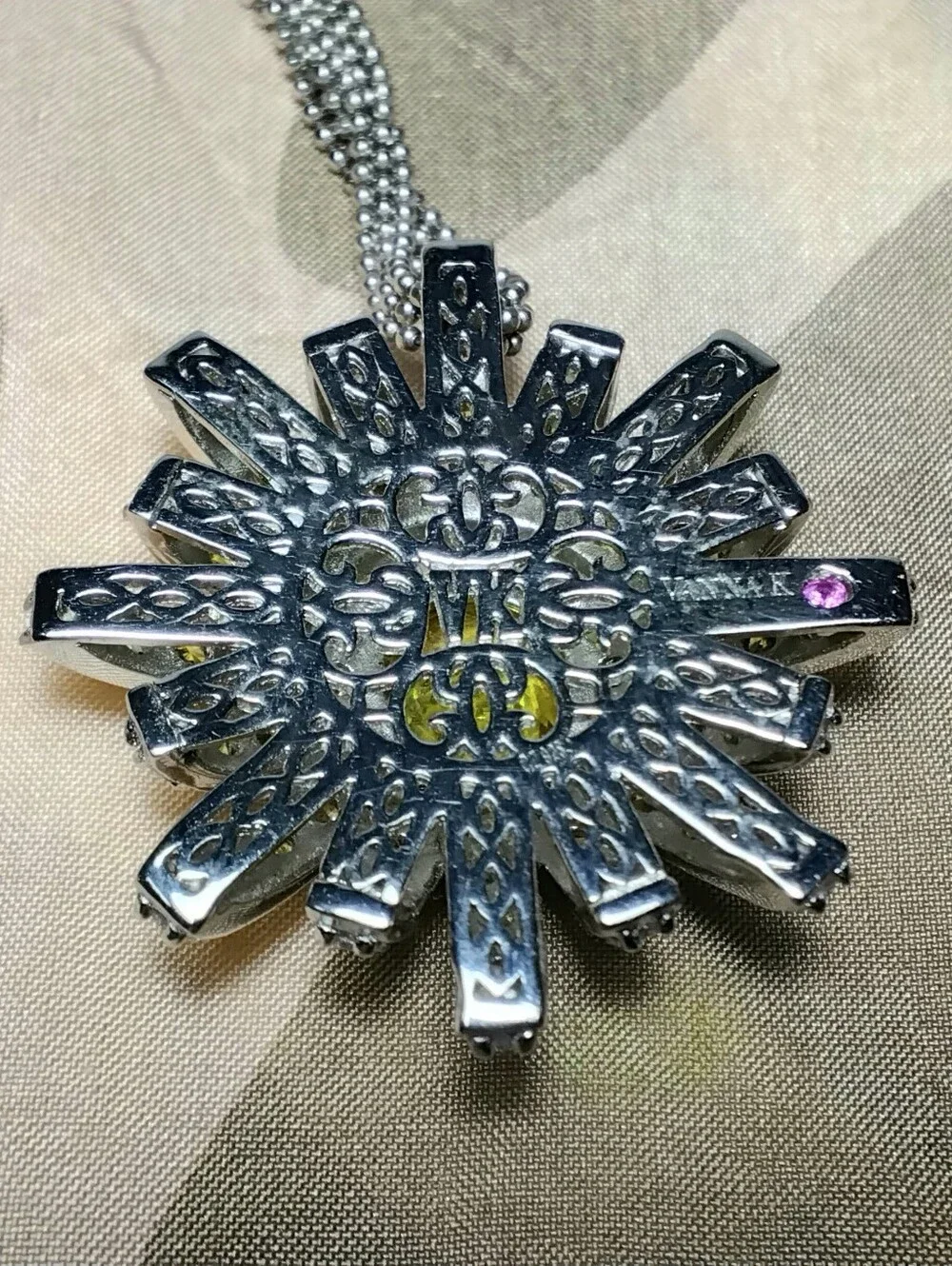 Vanna K CZ 925 Silver Sunburst Necklace